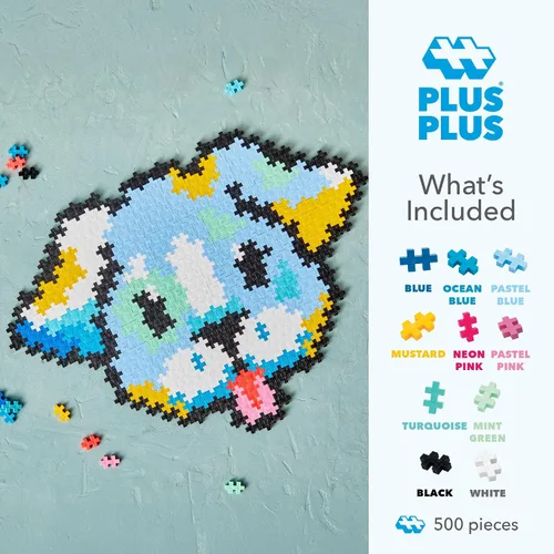 Vista 3 de PLUS PLUS Puzzle By Number, Puppy - Juego de bloques de construcción de 500 piezas Kit de arte Pixel para niños, bloques de hashtag entrelazados
