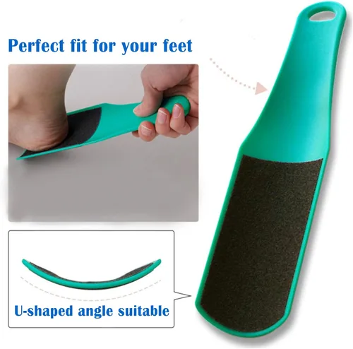 Vista 2 de 3 limas de pie para pedicura, removedor de callos de piel muerta, doble cara, azul, amarillo, verde (forma de U de doble cara, estándar)