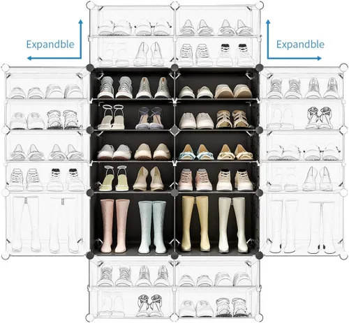 Vista 4 de KOUSI Organizador portátil para zapatos, 192 pares, estante de torre, soporte de gabinete de almacenamiento expandible para tacones, botas