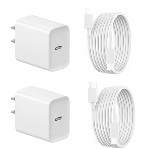 Vista 9 de Cargador para iPhone 14, paquete de 2 cables de carga rápida USB de 10 pies, cable Lightning de carga rápida, bloque de enchufe USB tipo C con cable
