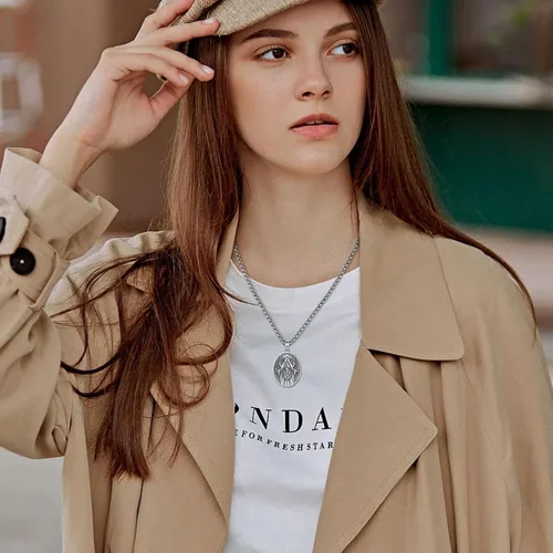 Vista 158 de EUDORA Collar de plata de ley 925 con moneda Hécate, Athena, Perséfono, Nyx, diosa de la luna triple, diosa celta, rueda de Hécate, llave, regalo
