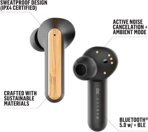 Vista 3 de House of Marley Redemption ANC: Auriculares inalámbricos con cancelación de ruido con micrófono, conectividad Bluetooth, 20 horas de tiempo total