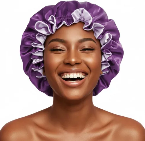 Vista 14 de Gorro de pelo para dormir, gorro de noche con clip ajustable, gorro reversible para el cabello para mujer, gorro de satén de seda