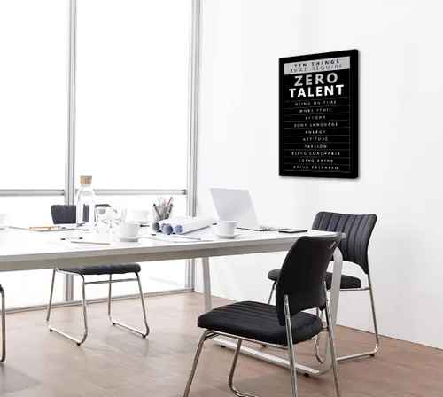 Vista 3 de Arte de pared motivacional Zero Talent Required - Póster de 10 claves del éxito, impresiones con citas positivas, decoración inspiradora de pared