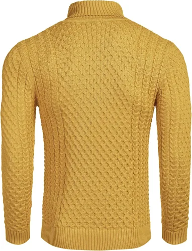 Vista 4 de COOFANDY Men's Slim Fit Turtleneck Sweater Casual Knitted Twisted Pullover Solid Sweaters