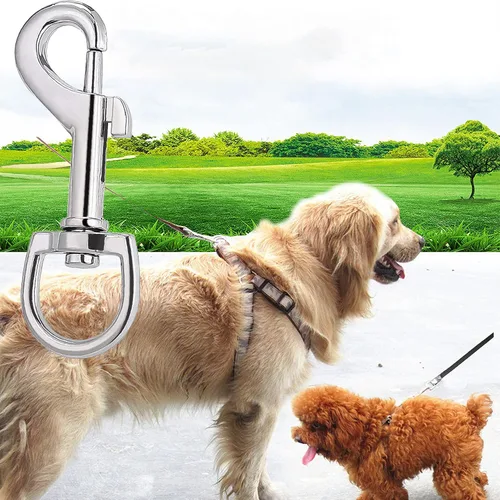 Vista 2 de Hanlongyu - Ganchos giratorios de metal resistente para correa de perro, de acero inoxidable, multiusos, hebilla de resorte para mascotas