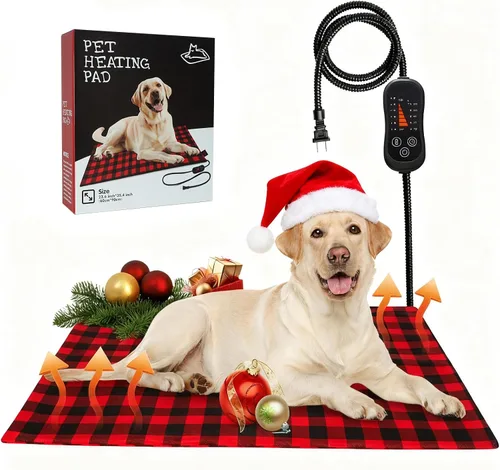 Vista 11 de Almohadilla térmica para mascotas, cama para gatos con temperatura ajustable con temporizador, cama térmica impermeable para perros con cable