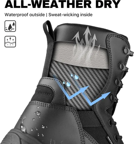 Vista 6 de FREE SOLDIER Men's Work Tactical Boots 8 Inches Side Zipper Lightweight Combat Boots Durable Suede Leather Military Boot Desert Boot