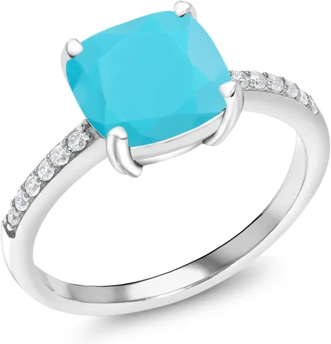 Vista 36 de Gem Stone King Anillo de compromiso de plata de ley 925 con piedra preciosa de corte cojín de 0.315 in Anillo de compromiso de aniversario de boda