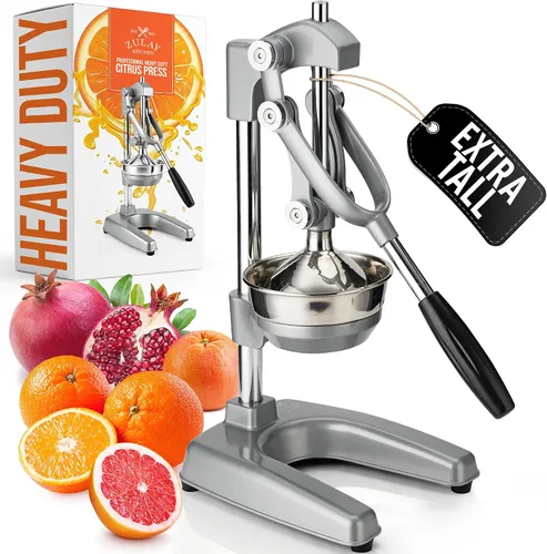 Vista 54 de Zulay Kitchen - Exprimidor de hierro fundido, exprimidor manual naranja, prensa de cítricos, color negro 01 - negro