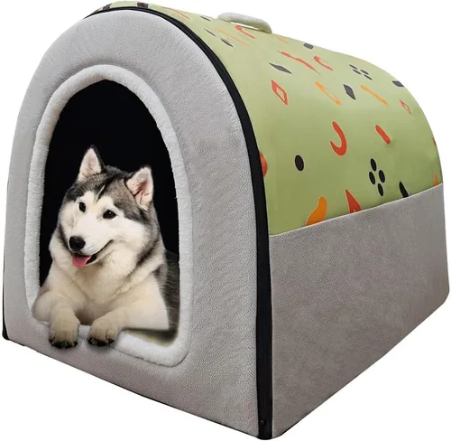 Vista 28 de Cama para gato o cama para perro, 2 formas de uso, casa de mascotas para interior con alfombra esponjosa, cubierta extraíble y lavable, fondo Grúas