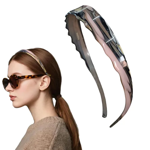 Vista 22 de Diademas de acetato para mujer - Diademas delgadas antideslizantes con dientes, diseño amigable con gafas, accesorios para el cabello estilo 90s