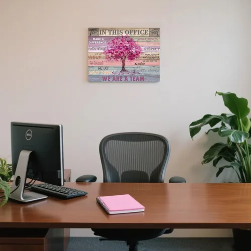 Vista 5 de Arte de pared inspirador rosa para oficina, mujeres, frases motivacionales, póster rústico de árbol de corazón, cuadros enmarcados, decoración