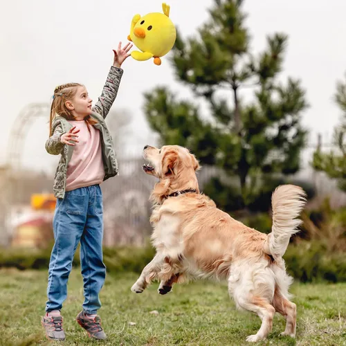 Vista 7 de Juguete de pelota para perro que habla chirriante interactivo de alta calidad 2026, juguete de peluche para mascotas en movimiento activo, juguete