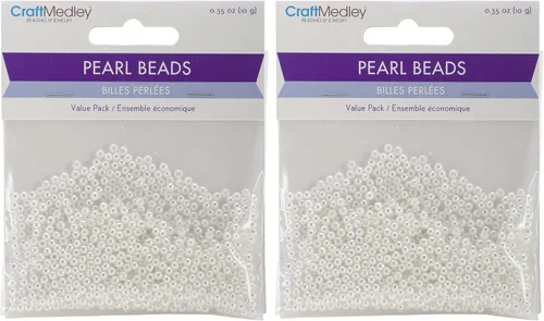 Vista 3 de Craft Medley 850 cuentas de perlas acrílicas, 0.118 in, blanco elegante