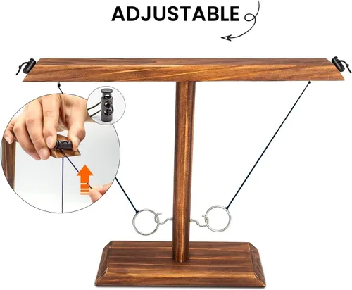 Vista 2 de Juego de lanzamiento de anillos para adultos y familia: juego grande de lanzamiento de ganchos y anillos de madera de 15.7 x 13 pulgadas para mesa