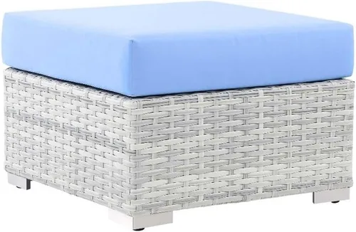 Vista 39 de Modway Convene - Otomana rectangular de mimbre para patio al aire libre, color gris claro