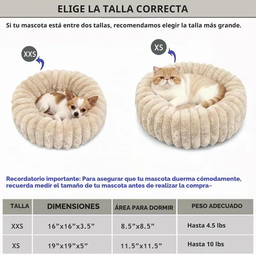 Vista 4 de Mini Dog Bed for Very Small Dogs & Cats Washable, Fluffy Round Extra Small Kitten Beds for Indoor Kittens, Ultra-Soft Tiny Puppy Cat Donut Bed for