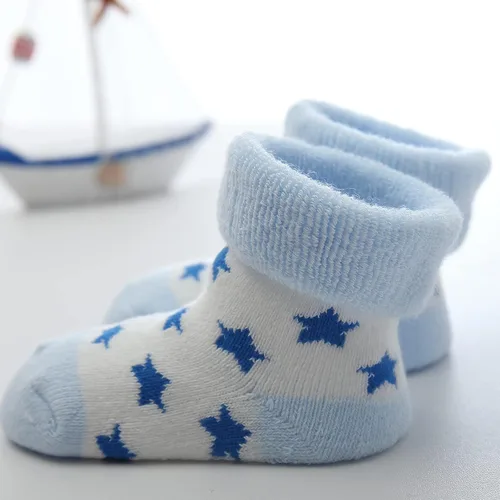 Vista 4 de Calcetines unisex de rizo para bebé, paquete de 5 unidades, para bebé y niña de 0 a 12 meses, calcetines de algodón cálido