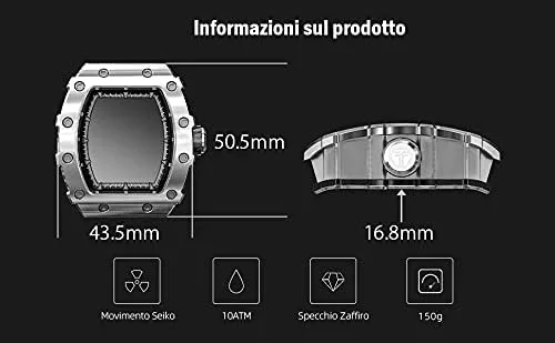 Vista 9 de TSAR BOMBA Mens Watches Luxury Tonneau Watches for Men Waterproof 50M Analog Replica Watch Chronograph Calendar Date Mens Dress Business Work Watch