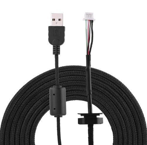 Vista 6 de Cable USB para ratón, línea de extensión de ratón USB de 6.6 ft, accesorio de reparación de cable de repuesto para mouse Logitech G9G9X, color negro