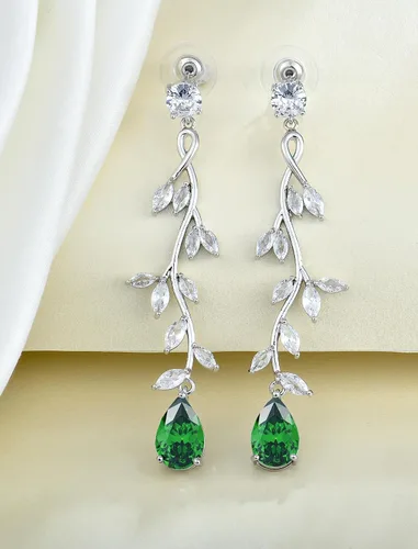 Vista 3 de Aretes largos de lágrima para mujer, diseño de lágrima, para boda, piedras natales, para mujer, regalo de joyería para el día de la madre