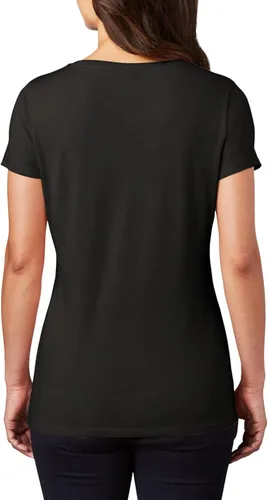 Vista 2 de Camiseta de yoga con cuello en V para mujer, color gris Hamsa, absorbe la humedad