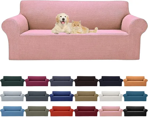 Vista 38 de Cupuamon Funda elástica para sofá de 1 plaza, funda protectora de muebles con parte inferior elástica de tela jacquard a cuadros pequeños para Beige