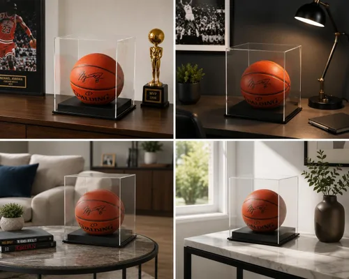 Vista 6 de Vitrina de baloncesto de acrílico transparente titular de protección UV para pelota autografiada