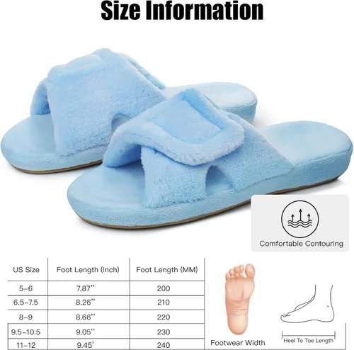 Vista 6 de Git-up Pantuflas ajustables para diabéticos para mujer, zapatos de casa de espuma viscoelástica con soporte de arco ortopédico, talón ortopédico