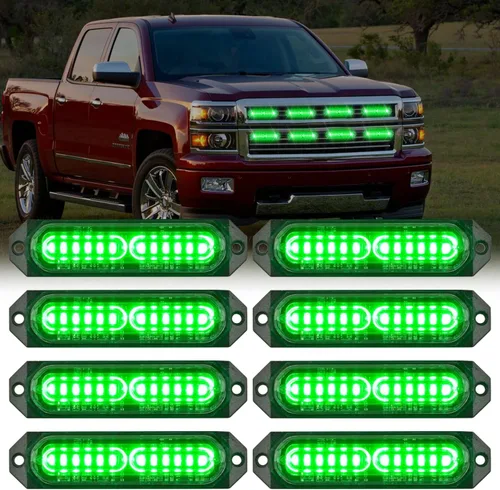 Vista 10 de Nilight 8 luces estroboscópicas LED con controlador 12 V 24 V función de sincronización verde luz de advertencia de peligro de emergencia 12 24 LED