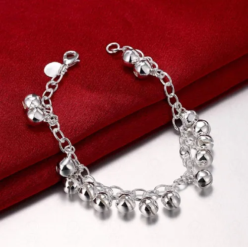 Vista 4 de LRGKMCWTOB 925 plata esterlina joyería de plata popular joyería de plata joyería de moda pulsera de cadena de campana ajustable pulsera señoras