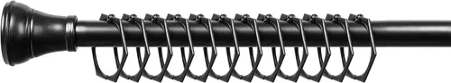 Vista 2 de Utopia Alley HK9BK - Juego de 12 anillos para cortina de ducha para baño, color negro