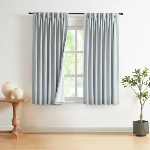 Vista 36 de Vision Home Cortinas marrones con pliegues pinzados, opacas completas, cortinas de ventana de lino mezclado para oscurecer la habitación, cortinas