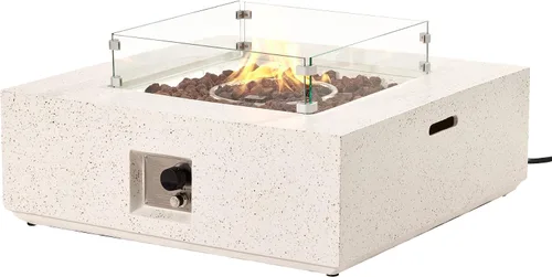 Vista 11 de SUNBURY Mesa de fuego de propano para exteriores de 35 pulgadas, mesa de fuego gris para patio de 50,000 BTU, mesa de fuego cuadrada de gas