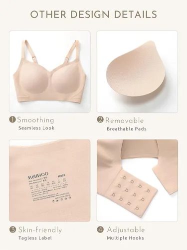 Vista 6 de Bralette cómodo sin aros para mujer, brasier sin costuras, brasier acolchado invisible, suavizado