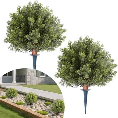 Vista 12 de VEVOR 2 bolas artificiales de 16 pulgadas, bolas de boj de imitación de 4 capas, bolas decorativas de plantas sintéticas verdes para todo el año