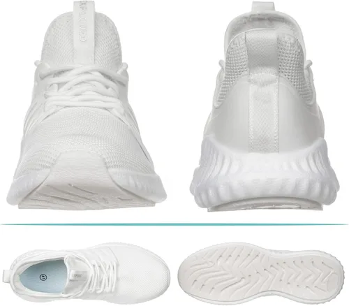 Vista 7 de Zapatos de tenis para caminar para hombre, transpirables, atléticos, para correr, con cordones, cómodos, de espuma viscoelástica