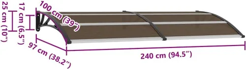 Vista 3 de vidaXL Toldo para puerta negro 94.5"x39.4" PC