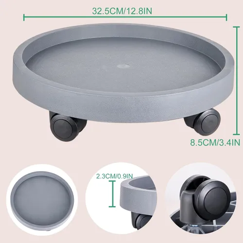 Vista 7 de Doseno Organizador para plantas con ruedas, paquete de 2 soportes para Gris