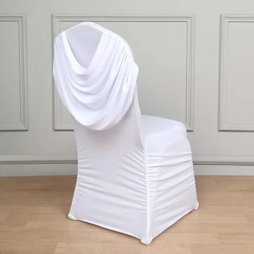 Vista 12 de Efavormart - Funda para silla de banquete de elastano con falda plisada con volantes y banda trasera cruzada, funda elástica negra para bodas y Negro