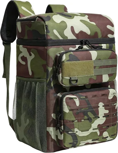 Vista 10 de Backpack Cooler Insulated Leakproof, Soft Cooler Backpack for Beach Beige - Negro - Marrón-01