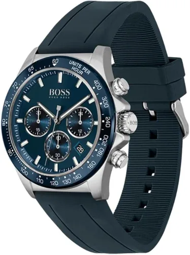 Vista 2 de Jefe Negro Héroe Reloj de cuarzo de acero inoxidable con correa de silicona azul 22 Modelo 1513873