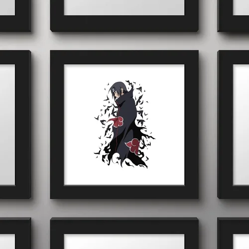Vista 3 de Gallery Pops Naruto Shippuden - Arte de pared Itachi Uchiha, versión enmarcada negra, 12 x 12 pulgadas