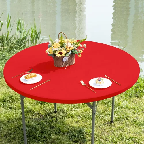 Vista 19 de Mantel de mesa rectangular de 4 pies con ajuste elástico, mantel de elastano elástico de 4 pies para mesas de comedor, para interiores y exteriores