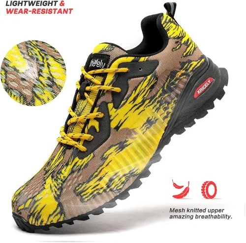 Vista 3 de Kricely Tenis de correr para hombre, para caminar, senderismo, tenis para hombre, tenis cruzado, tenis al aire libre, calzado casual