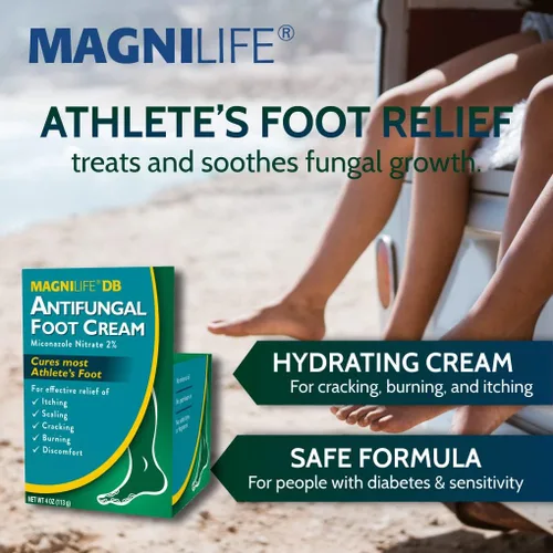Vista 3 de MagniLife DB Crema antifúngica para pies, calmante y de acción rápida, alivio de picazón, descamación, grietas, ardor y molestias, crema hidratante