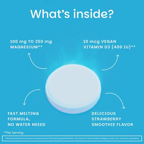 Vista 4 de EZ Melts Calcio y Magnesio - Suplemento diario para la salud del corazón, huesos, sistema inmunológico y cerebro - con vitamina D3 - Sin GMO