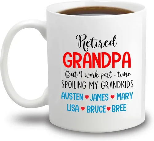 Vista 8 de Tazas con fotos personalizadas para abuelo, regalo para el mejor abuelo del mundo, taza de café personalizada para abuelo, taza para abuelos