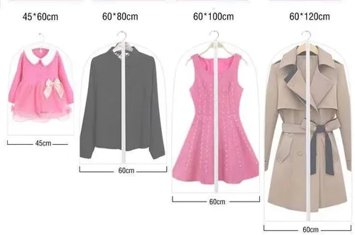 Vista 3 de Cubiertas de ropa de plástico para colgar sin cremallera, trajes para niños, ropa delicada, camisas, impermeables, ligeras, pequeñas, 4 paquetes